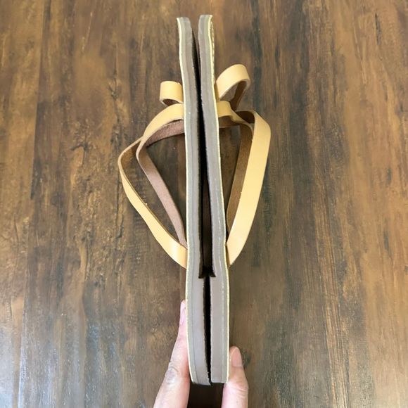 MADEWELL Boardwalk Trio Strap Slide Sandals in Tan Leather BRAZIL MADE - Picture 5 of 9